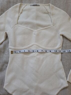 Abercrombie & Fitch Cream Long Sleeve Bodysuit